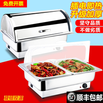 Luxury stainless steel visual buffet dining stove electric heating flip-top Buffy stove electric Hotel insulation stove breakfast stove