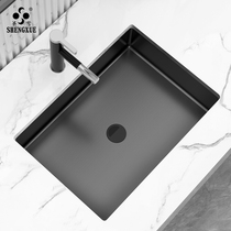 Shengxue light luxury black stainless steel washbasin Embedded under the counter basin Rectangular washbasin bathroom washbasin