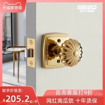  Jill Baodun American pure copper door lock Light luxury bathroom golden lock pumpkin ball lock bathroom French door lock