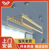 Balcony drying rack lifting hand crank double rod household manual indoor drying hanger lifting clothes drying Rod top mounted double rod type