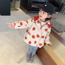 Girls  autumn windbreaker 2021 new net red foreign style childrens spring and autumn top jacket female baby hooded jacket