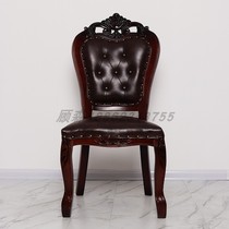 European dining chair Solid wood banquet chair Hotel dining table Large round table and chair combination VIP chair Hotel chair special