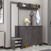 Customized home shoe cabinet home door porch cabinet with mirror storage cabinet hanging hanger shoe stool integrated locker