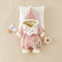 Baby winter clothes suit cotton padded clothes thickened newborn baby winter clothes out baby jumpsuit autumn and winter cotton clothes