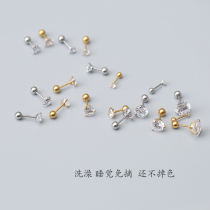 Medical grade titanium steel ear bone nail female super flash zircon screw buckle cochlear nail cartilage ear nail long rod sleep free