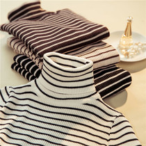 Turtleneck sweater womens autumn and winter pullover 2021 New with coat interior top black and white striped sweater bottoming