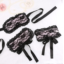 Lace mask female sexy mask blindfolded sm bracelet three-piece set of sex accessories