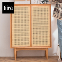 Rattan breathable Nordic solid wood shoe cabinet Household large capacity door storage cabinet multi-functional multi-layer modern simple