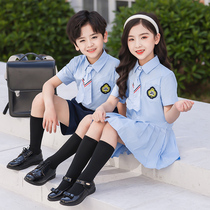 School uniform suit Primary school summer College British style class suit Childrens short sleeve Kindergarten garden suit Summer graduation photo