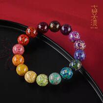 Seven alleys big lacquer beads hand string female gradient Treasure retro bracelet 12mm handmade non-heritage natural lacquer lacquer screw
