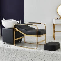 Barber shop shampoo bed hair salon special semi-lying shampoo bed stainless steel flushing bed ceramic basin hairdresser