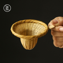 Mud man handmade bamboo bucket hat tea filter screen tea filter small creative tea ceremony accessories