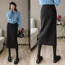 Knitted bag hip without split straight tube high waist slim step half skirt temperament 2021 autumn and winter New Size