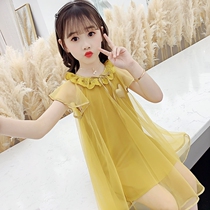  6 Girls summer dress 2021 new 5 foreign style 7 childrens chiffon skirt 8 nine 10-year-old little girl princess skirt