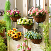 Creative wall room wall hanging flower basket living room bedroom wall wall decoration flower rack pendant wall net red restaurant