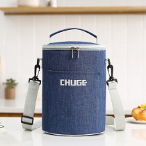 Round lunch box bag insulated bag lunch bag insulated barrel bag bag round bucket bag portable large lunch bag with rice bag