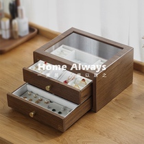 Solid wood jewelry box European-style high-end lock luxury multi-function large-capacity multi-layer storage jewelry box Wedding earrings