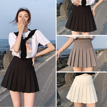 Black pleated skirt womens summer skirt white high waist a word 2021 new small gray jk short skirt