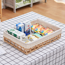 Rattan-knitted containing basket snacks containing box key cosmetic cloth art storage basket Miscellaneous Containing box Desktop containing basket
