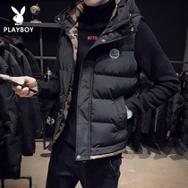 Playboy mens vest autumn down cotton trend casual shoulder warm and thick wearing horse jacket mens coat