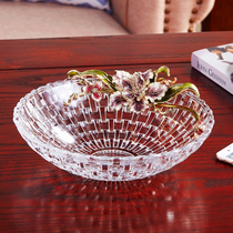 Enamel fruit plate crystal glass light luxury style exquisite high-grade new Chinese home living room coffee table candy fruit plate