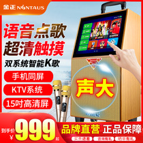 Jinzheng 19 inch square dance audio with display screen Outdoor performance with wireless microphone Home rod speaker k song high volume Bluetooth sing song dance all-in-one machine ktv video player