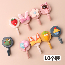 Cartoon hook strong adhesive hook incognito cute sticker hook punch-free wall sticky hook Door clothes hanging hook