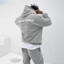 Muscle Fitness Dog Brothers Hat Sports Wear Suit Men's Turtleneck and Fleece Loose Coat Leisure Training Pants