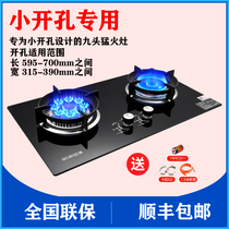 Nine-cavity Mandarin duck stove household gas stove gas stove timing stainless steel 600mm size fire small opening double stove