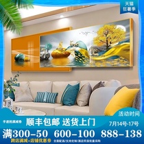 Light luxury living room decoration painting Modern simple crystal porcelain painting Sofa background wall diamond painting Horizontal version of the head of the bed superimposed hanging painting