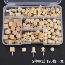 180 creative cute wooden pushpins kindergarten art nail staples I-shaped nails Cork felt photo wall ins