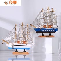 Creative Mediterranean wooden sailing boat model smooth sailing home room decorations wine cabinet bar decoration