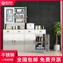 Stainless steel Western medicine cabinet pharmacy hospital clinic medicine cabinet dispensing cabinet Medical Disposal Table sterile equipment file cabinet