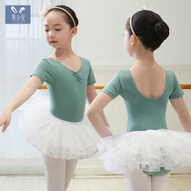 Childrens dance Suit Girls Summer Ballet Practice suit Gymnastics suit Body suit Exam one-piece Chinese dance dress Short sleeve