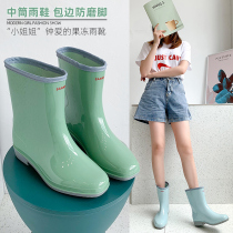 Fashion water shoes womens middle tube summer light candy color kitchen rain shoes non-slip adult size rain boots overshoes rubber shoes