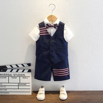 Boy Suit Summer Suit British Style Boy Flower Girl Dress Vest Suit Handsome Handsome Childrens Summer Dress