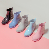 Rain shoes Feminists Fashion Outer wear Adult Rubber Shoes Plus Suede Sets Shoes Kitchen Non-slip Water Shoes New Spring Summer Short Drum Rain Boots