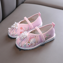 Girls embroidered shoes Spring and Autumn new baby princess shoes ancient style old Beijing handmade cloth shoes Childrens Hanfu shoes