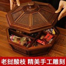 Redwood living room new Chinese dried fruit plate Chinese New Year solid wood desktop snack storage box household coffee table wooden melon seed plate