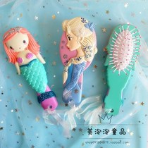 Aisha Princess Little Man Fish Massage Comb Ice and Snow Birthday Gifts Children Adults Dont hurt Hair Cartoon Trade Comb
