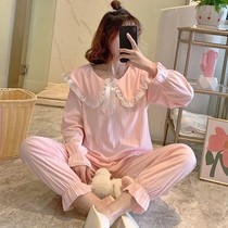 Princess style pajamas Womens Spring and Autumn long sleeves thin sweet and cute lace doll collar summer home suit