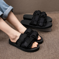 Slipper men summer tide Net red thick bottom 2021 new couples wear black Korean sandals