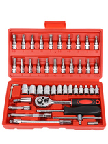 46-piece kit toolbox socket wrench fast large medium and small flying auto repair car repair ratchet screwdriver combination