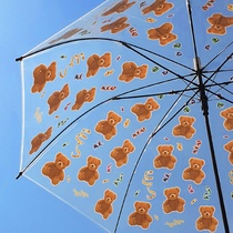 wiggle wiggle transparent umbrella female semi-automatic umbrella long handle straight pole Wenbin same umbrella