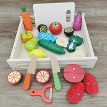 Wooden magnetic fruit and vegetable cutting music children cutting look at the kitchen simulation family set early education toys