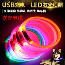 Pet supplies dog luminous collar USB charging neck sleeve luminous dog ring Teddy medium and small dog cat collar