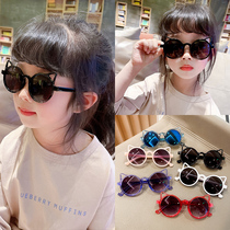 Childrens glasses cartoon sun glasses Boys and Girls cute cat ears sunglasses girl anti-ultraviolet sunshade mirror tide