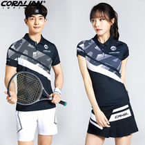 Kelaian badminton suit womens suit 2021 new mens black lapel top breathable quick-drying sports short-sleeved