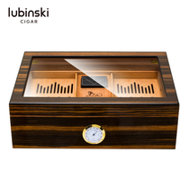 Lubinski cigar box solid wood moisturizer box snow plus box large capacity transparent window cedar wood piano paint cabinet