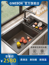 Sweden Bangiwei Quartz stone sink Granite double groove dishwashing sink Kitchen black sink household